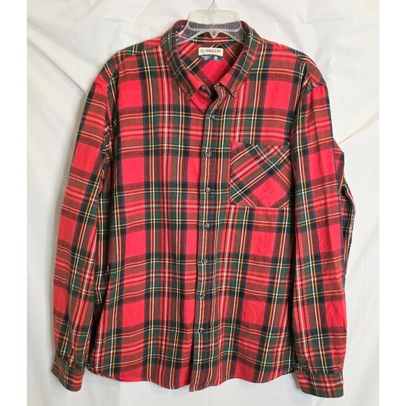 MAGELLAN Outdoors Button Up Flannel Shirt Men's Size 2XL Red Plaid Canyon Creek - Picture 1 of 7